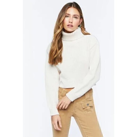 Forever 21 Sweaters - Forever 21 Contemporary Wool Blend Cream Turtleneck Chunky Oversize Sweater